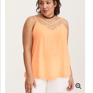 Torrid Peach Strappy Chiffon Swing Tank